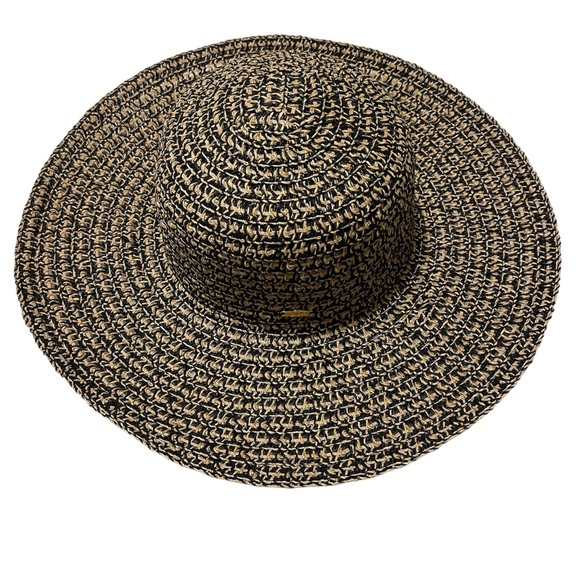 Nine West Accessories - Nine West Tan/Beige/Black Hat With Gold Metal Logo - NWOT